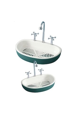 Lavabo Şeklinde Katı Sabunluk Banyo Mutfak Sünger Sabun Tutucu Dekor Şirin Stand Turkuaz