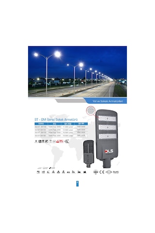 150W Led Yol Sokak Armatür DLS Park Bahçe Çevre Site Bina Dış Mekan Lamba Aydınlatma Ledli Sokak Armatürü