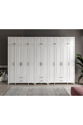 Gözde 10 Kapaklı Yüklüklü Komple Mdf Gardırop