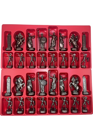 Sadece Satranç Taşı İsteyene Gifthome Premium Jumbo Boy Metal Yunan Figürlü Satranç Taşı