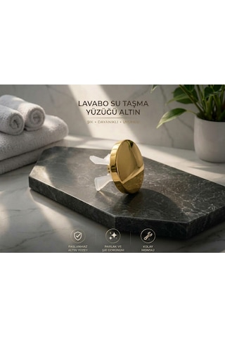 Lavabo Su Taşma Yüzüğü - Parlak Altın Üniversal