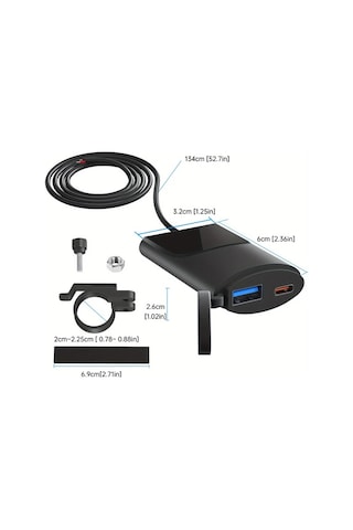 Honeybeeshop 12v Tip C Usb Hızlı Şarj Cihazı Pd Qc3 Evrensel Motosiklet Araba Telefon Şarj Aleti App Huawei Uyumlu