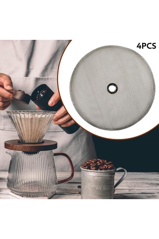 Homyl 4 Adet French Press Yedek Filtre Paslanmaz Çelik Örgü Ev Gümüş