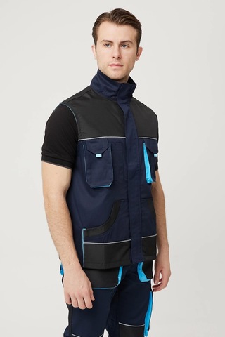 Alaska İş Ve Outdoor Yelek Fonksiyonel Tasarım, Dayanıklı Ve Nefes Alabilir Lacivert-siyah-turkuaz