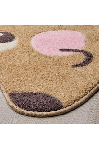 Kirpi Temalı Çocuk Odası Halısı MeridyenDukkan Kahverengi 94x150 cm Kaydırmaz Halı Kahverengi