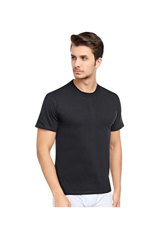 Cennetoğlu Erkek Slim Fit Sıfır Yaka Fanila T-shirt 3'lü Paket Siyah Siyah
