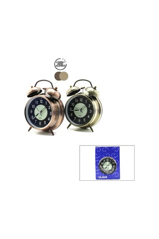 Jenerik Yuvarlak Metal Çalar Saat 10 Cm - Pilli Işıklı Fosforlu