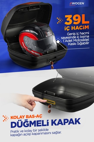 Wogen Wg39 Basic Arka Çanta 39 Litre Siyah + Karbon Dizlik Hedi Siyah
