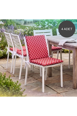 4 Adet 40x40 Cm Arkalıklı Sandalye Minderi Pamuk Polyester Kumaş İpli Sırtlı Mutfak Ve Bahçe Minderi Çok Renkli