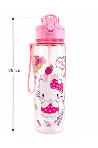 Fenomen Hello Kity Pipetli Matara 750 Ml Büyük Boy Askı Aparatlı Çantanın En Şirin Eşyası Hello Kity Matara Pembe