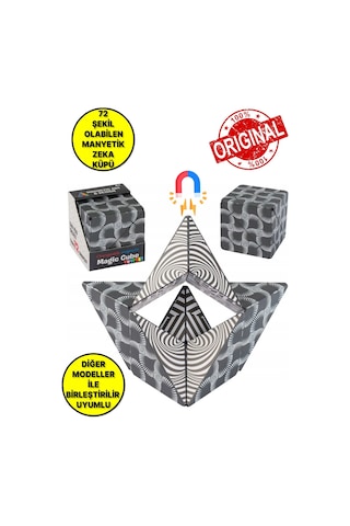 3 Boyutlu Stress Giderici Manyetik Geometrik Mozaikli Mıknatıslı Sihirli Akıl Zeka Rübik Küp - Siyah