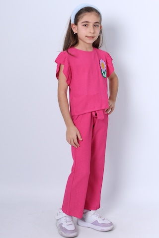 Kız Çocuk İkili Takım Fırfırlı Papatya Nakışlı F21 Siyah