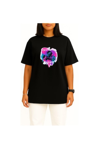 Bahriyeli Collection Oversize Bu Benim Terapim Dumbell Fitness Gym Göğüs Baskılı Unisex T-shirt Siyah