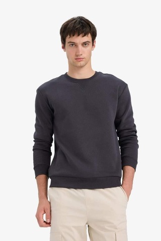Defacto Regular Fit Bisiklet Yaka Basic Düz Kalın Sweatshirt T3777az25auar138 Antrasit