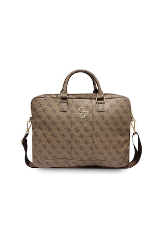 Guess  Lisanslı 15 İnç Laptop Çantası 4g Desenli Büyük 4g Logolu Omuz Askılı Kahverengi
