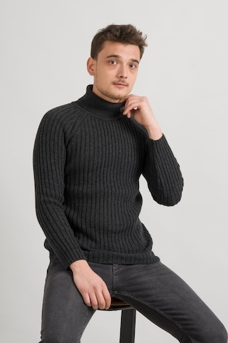 Slim Fit Çizgili Tam Balıkçı Pamuklu Kalın Triko Erkek Kazak 001