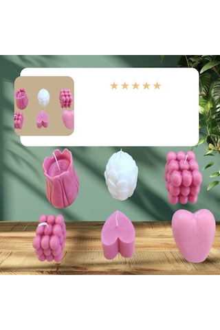 Doğal Yapım Kokulu 6 Lı Set Dekoratif Mum