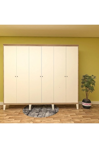 Papatya 6 Kapılı Gardırop Mdf Sis Gri