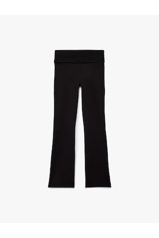 Koton Katlı Slim Fit Yüksek Bel Uzun İspanyol Paça Spor Tayt Siyah 6wak40322nk Siyah
