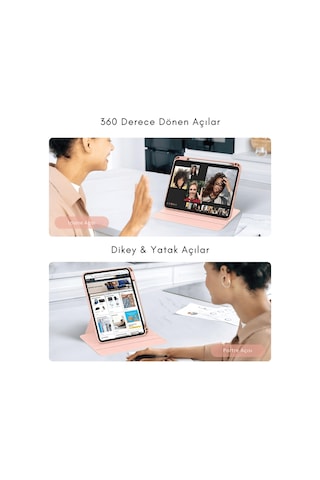 İpad 11. Nesil A16 2025 Uyumlu 360 Dönebilen Yatay Dikey Standlı Fuchsia Pino Tablet Kılıfı Kılıf