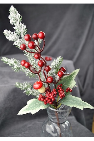 1 Adet 30 Cm Yapay Yılbaşı Çiçeği Dekoratif Yılbaşı Çiçek New Year Christmas- Kırmızı