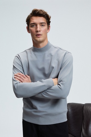 Grımelange QUILLA Erkek Yarım Balıkçı Basic Gri Sweatshirt