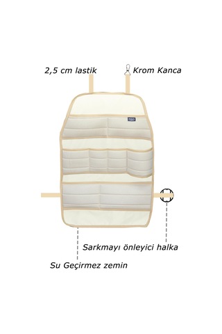 Bod Ecolux Serisi Taytüyü Araba Oto Koltuk Arkası Eşya Düzenleyici Araç İçi Organizer Bej
