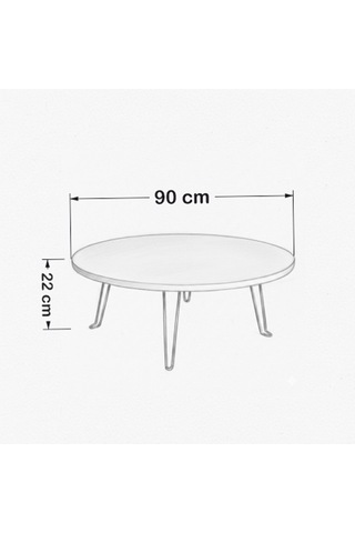 Ratemo Ahşap Renk Yemek Masası 90 Cm Çap 22 Cm Yükseklik Katlanır Yer Sofrası Koyu Ceviz