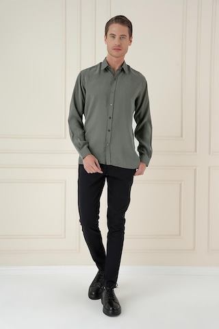 Efor Slim Fit %100 Modal Uzun Kol Klasik Haki Gömlek Gk 743 Haki