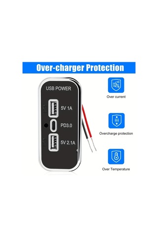 Topshop1 Rv 12v Usb Cikisi 3 Portlu Dual Usb A Ve 3 1a Type C Pd Qc 3 0 Super Hizli Sarj Adaptoru Dıy Kit 2 Set Araç Deniz Aracı Kamyonet Golf Arabası Için