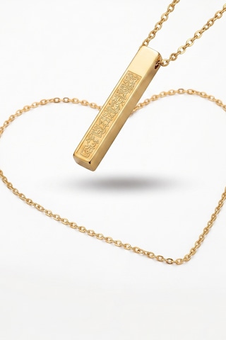 Gold Ayetel Kürsi Cubuk Çelik Kolye Renkli