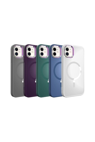 Apple Uyumlu iPhone 12 Magsafe Wireless Şarj Özellikli Arveda Case Stil Kapak sierra Mavi