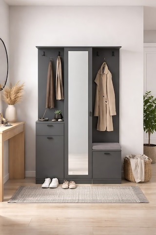 Harmony Partmanto Vestiyer Ayakkabılık 106x190x39 Cm - Modern Tasarım Antrasit