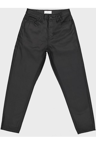 Ariana Petite Siyah Kaplamalı Yüksek Bel Patı Fermuarlı Jean Pantolon C 4525-061 Siyah
