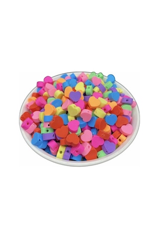 25 Adet Polimer Kil Renkli Kalp Model Fimo Boncuk,takı Yapımı