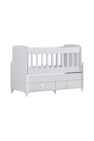 Beşik, Elegant Çekmeceli Sallanan Beşik 60x120- Beyaz Çok Renkli