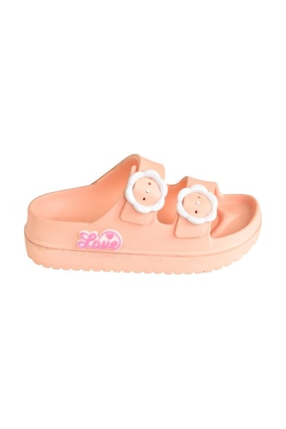 Mini Bonito Kız Çocuk Pembe / Pudra Tokalı Hafif Yumuşak Kaymaz Taban Günlük Terlik Pudra