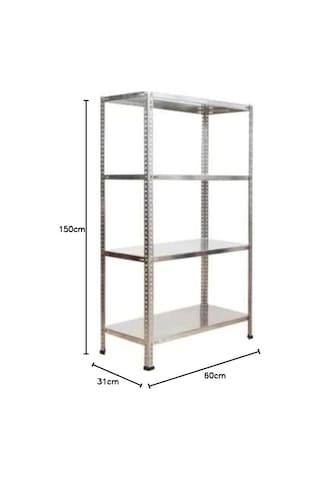 Galvanizraf 4 Katlı Galvaniz Çelik Raf Arşiv Rafı Depo Rafı Kiler Rafı 31x60x150 Çok Renkli