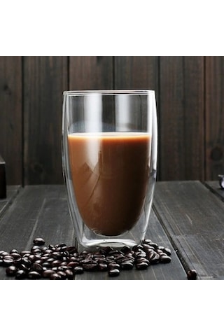 450 Ml Çift Camlı Bardak Çift Cidarlı Cam Bardak Şeffaf