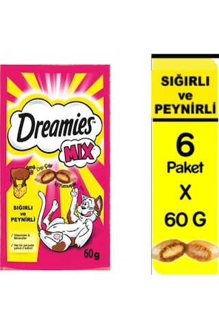 Dreamies Mix Sığır Etli ve Peynirli Kedi Ödül Bisküvisi 6 x 60 G