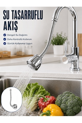Ayarlanabilir Musluk Başlığı Esnek Spiral Hortumlu Lavabo Uzatma