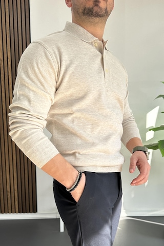 Erkek Düğmeli Polo Yaka Kazak Bej Edw231 Bej