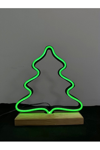 Ağaç Figürlü Yeşil Neon Gece Lambası Çok Renkli