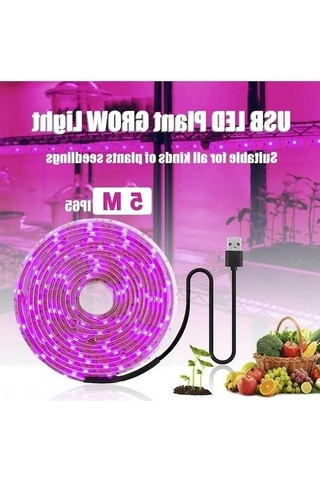 Ulzyvf Led Bitki Işık Şeridi, Usb 5v, Fidelerin Büyümesine Yardımcı, Tam Spektrum, Nem Geçirmez, 5m Diğer