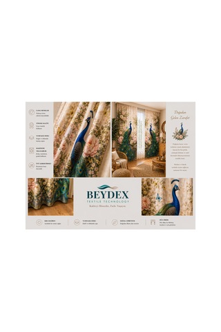2 Adet 140x260 Cm Ölçüsünde Şık Dekoratif Fon Perde Koleksiyon Çok Renkli Yeşil