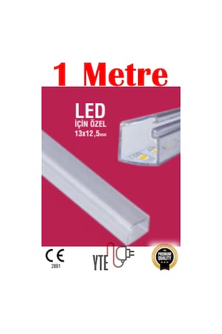 13 X12,5 Mm Şeffakapaklı Kablo Kanalı Yapışkan Bantlı 1mt Led İçin