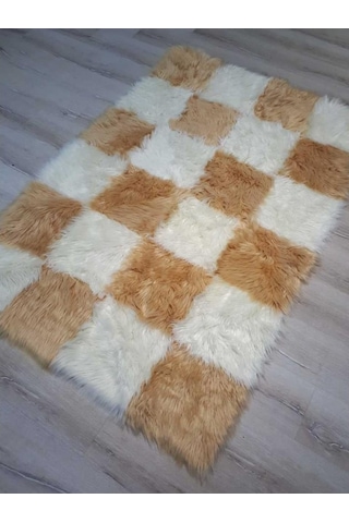 Yamalı Home Style Post Halı Krem Kahve 120 x 180 Cm