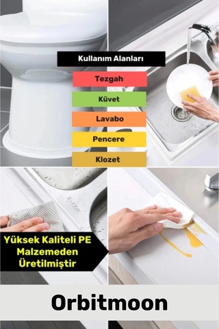 Özel Seri Premium Su Geçirmez Sızdırmaz Lavabo Küvet Yağ Nem Küf Önleyici 3.2m 2 Adet Izolasyon Bant