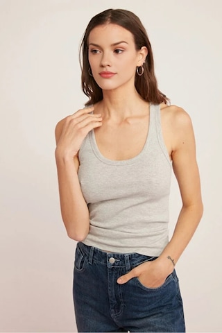 Cloudymood Kadın Fitilli Görünümlü Kalın Askılı Basic Bluz Atlet Günlük Kullanım Rahat Kalıp Gri - 872612515 Gri