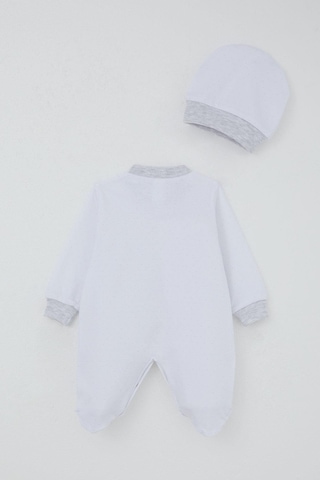 Breeze Erkek Bebek Patikli Tulum Nokta Desenli 0-6 Ay, Beyaz Beyaz